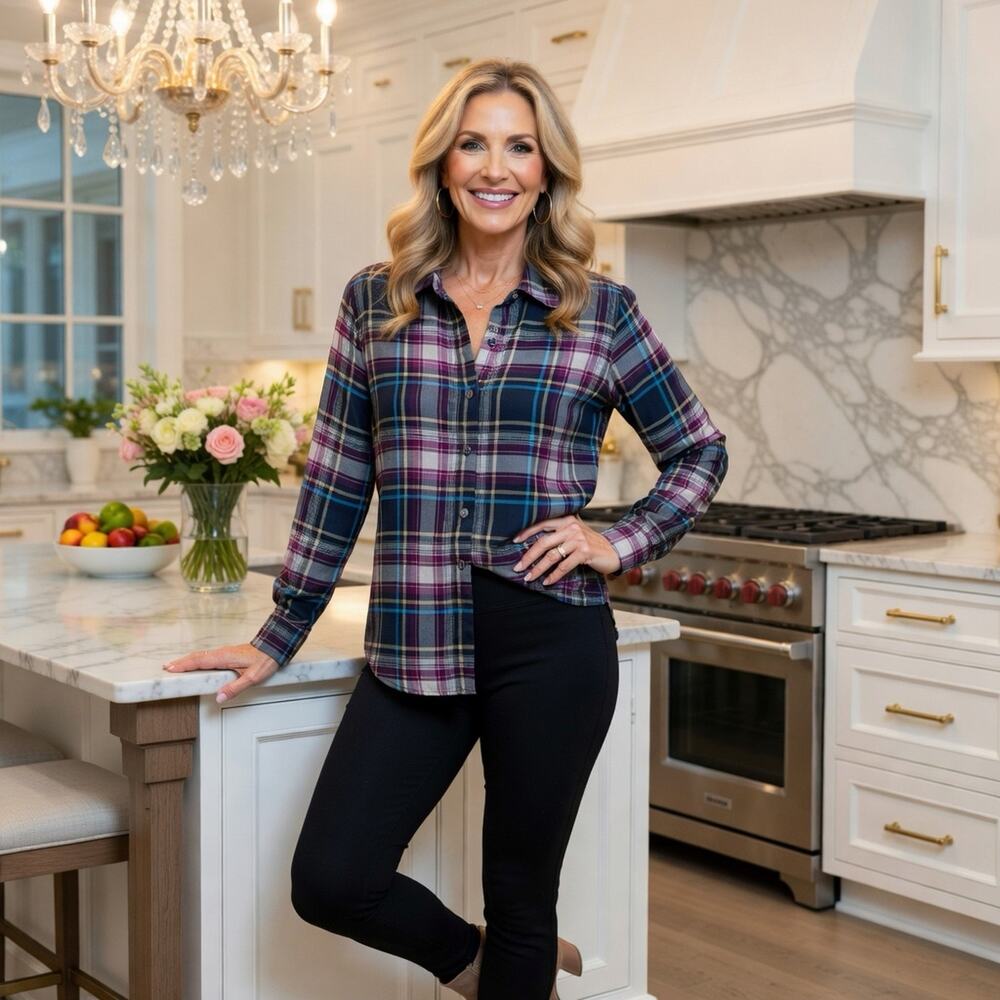 Women's Bonworth Plaid Button Down Long Sleeve Shirt -XSP- Like new